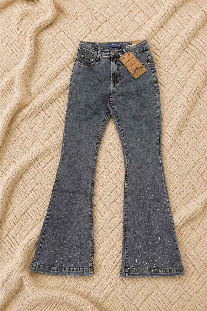 Flare Azul Jaspeado con Brillos T38-40