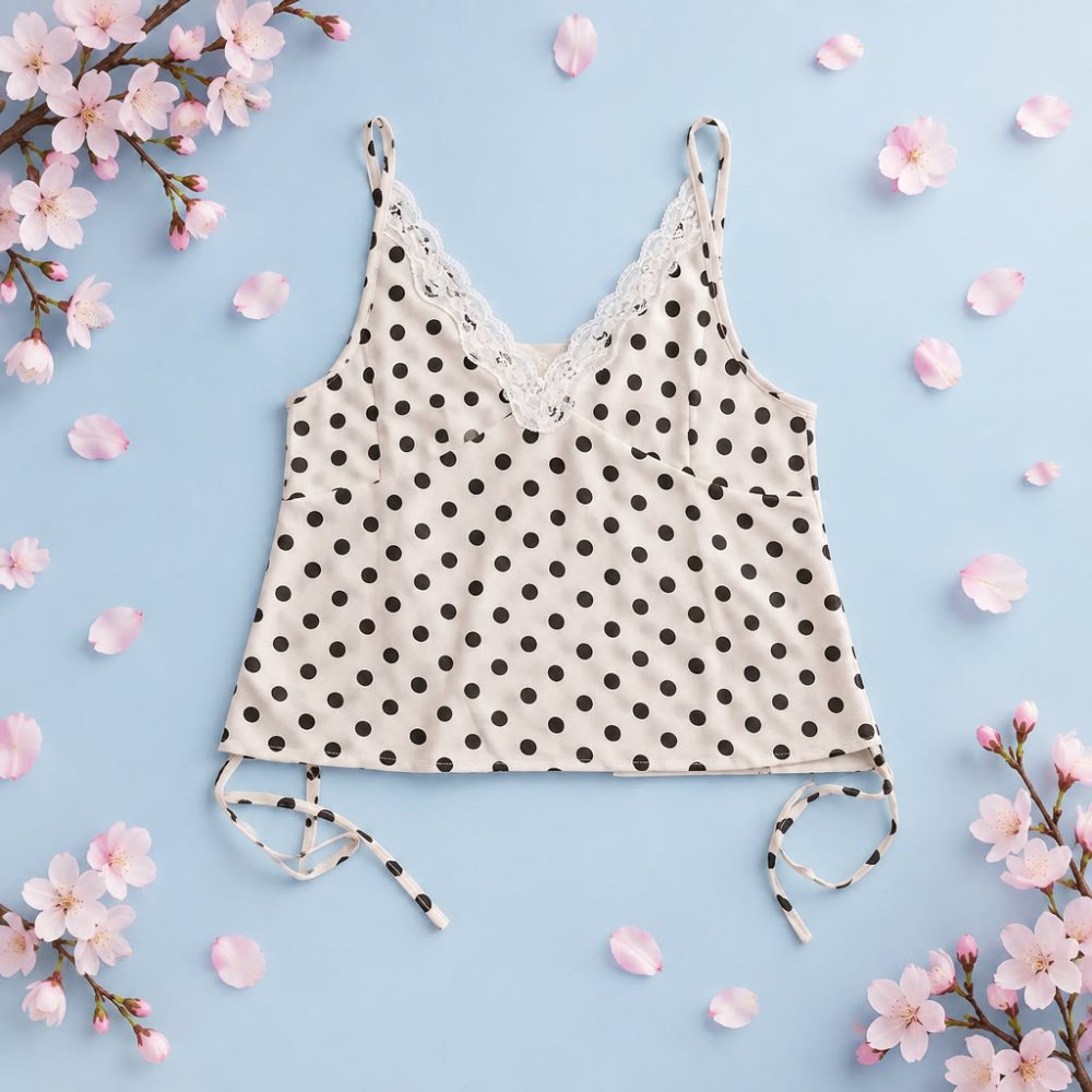 Top lencero Beige con lunares