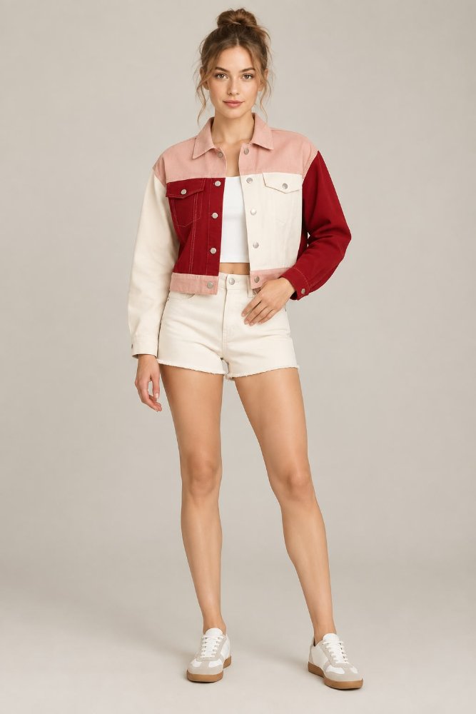 Chaqueta Denim color rojo