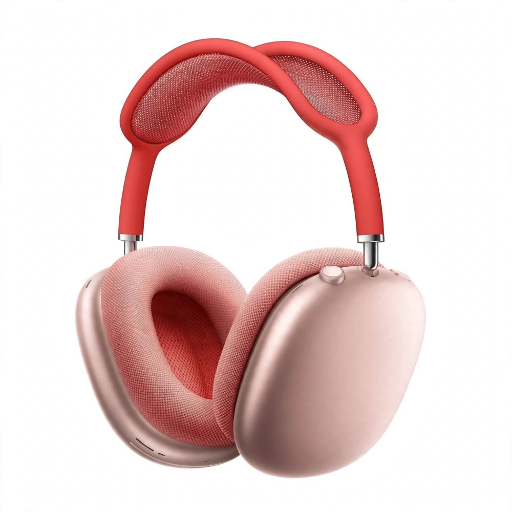 Auriculares inalámbricos con diadema roja y rosa
