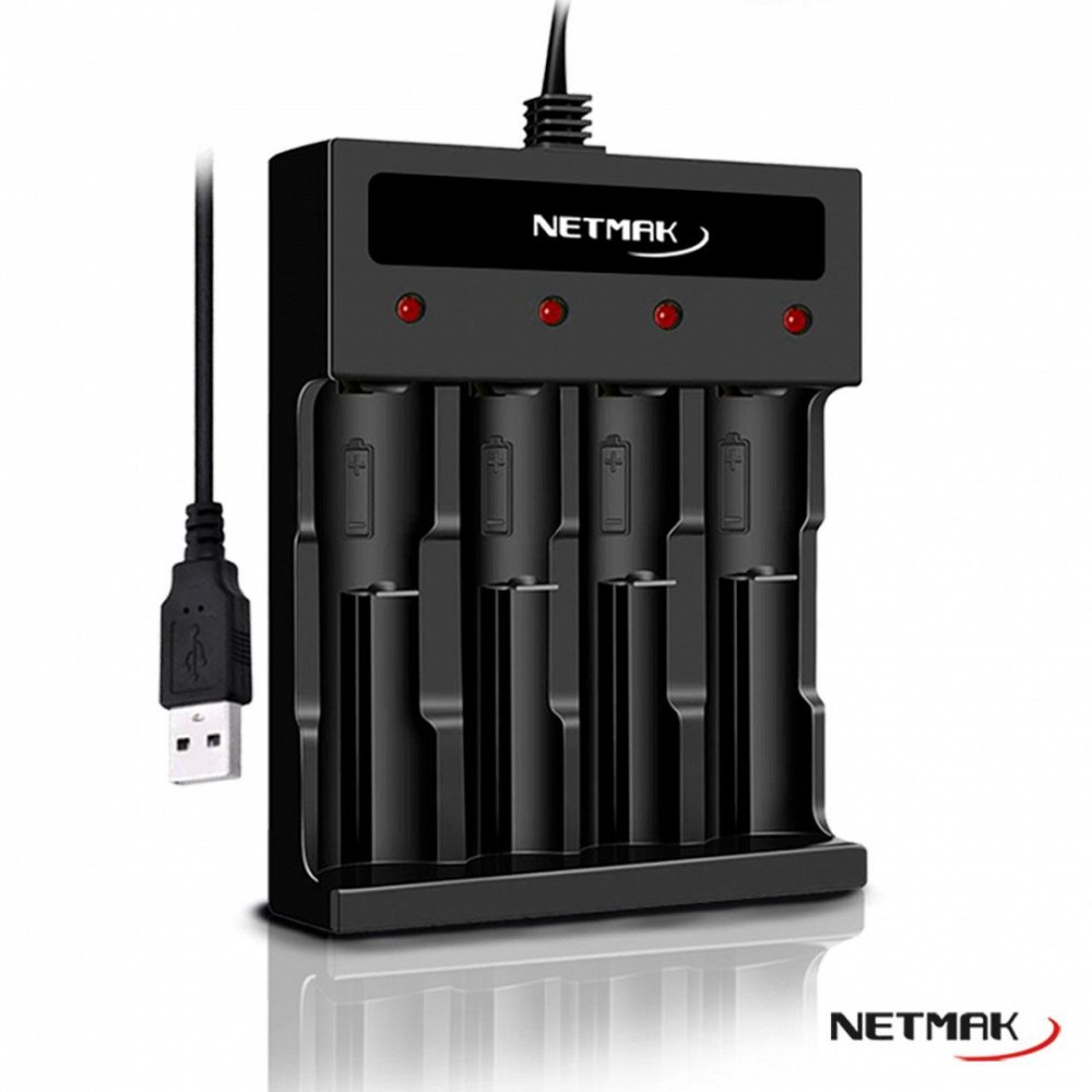 CARGADOR DE PILAS AA/AAA CONECTOR USB NETMAK NM-CH5
