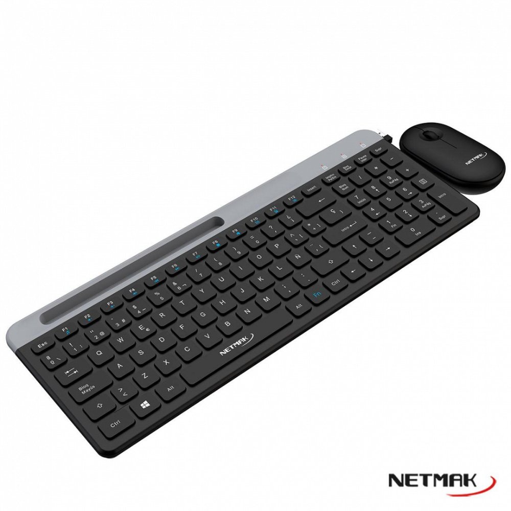 COMBO MOUSE Y TECLADO INALAMBRICO CON SOPORTE PARA CELU NETMAK NM-KB875