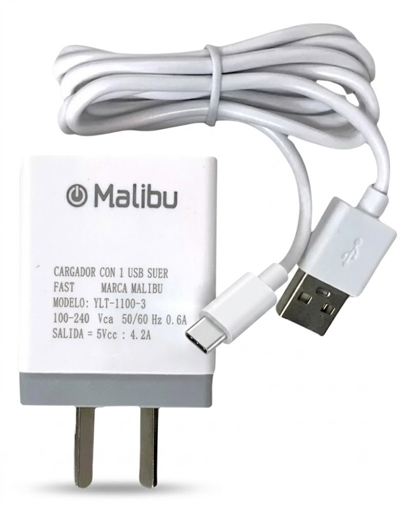 CARGADOR MALIBU YLT-1100-3 TIPO C 4.2A