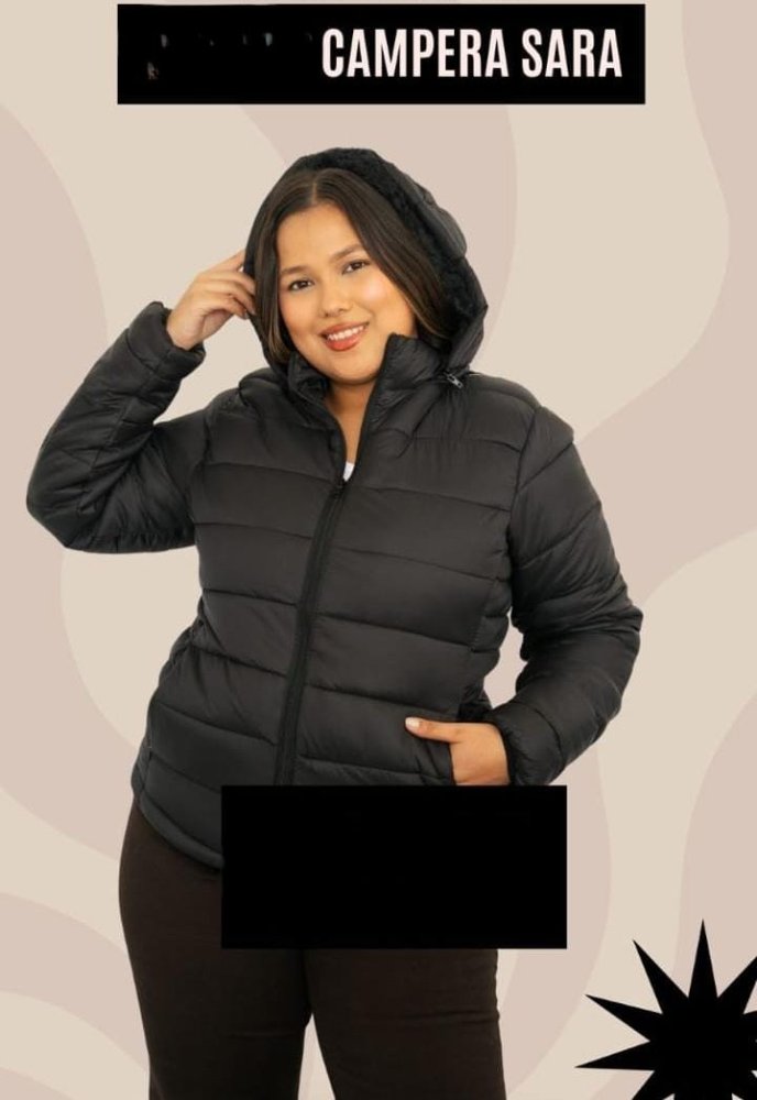 Campera Sara negra con piel