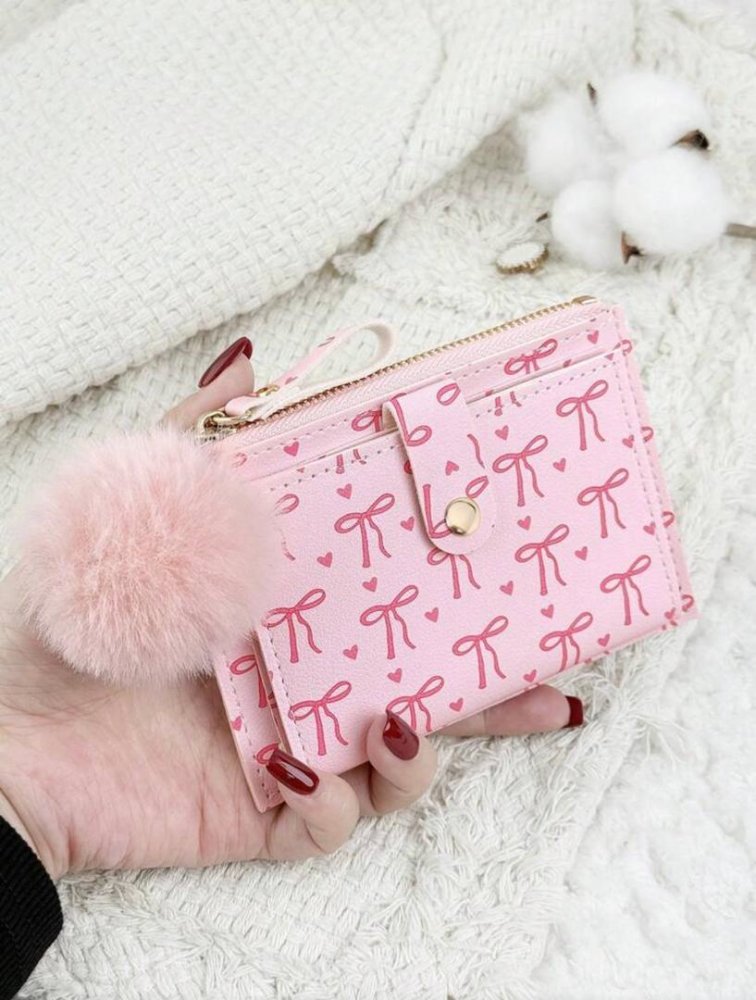 monedero rosado lazo