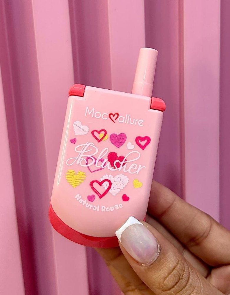 Blush mas labial y aplicador en forma de telefono Mocoallure