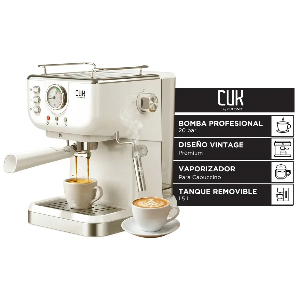Cafetera Espresso VINTAGE 1050W 20 BARES GADNIC