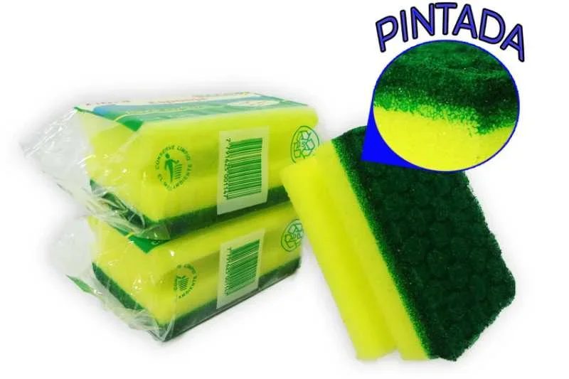 Esponja cocina ecco acanalada verde y amarilla