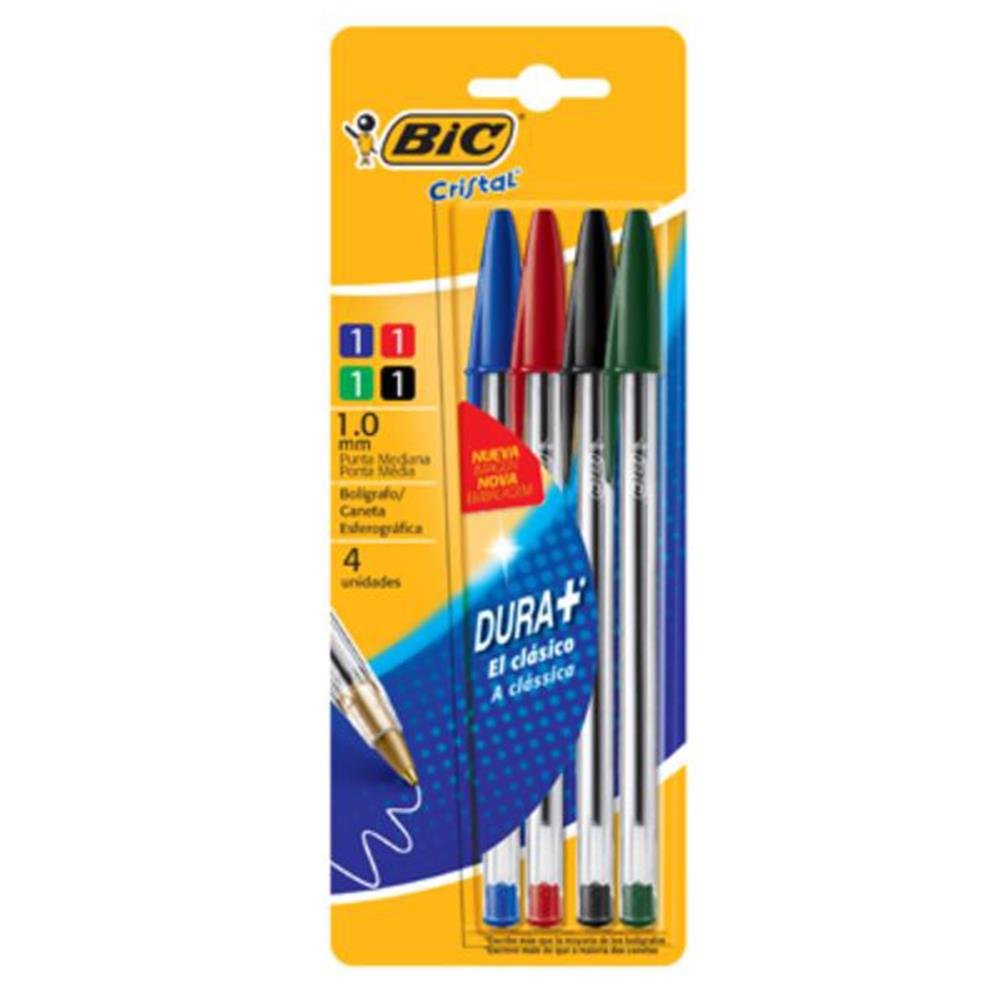 Bic boligrafo x4 cristal colores