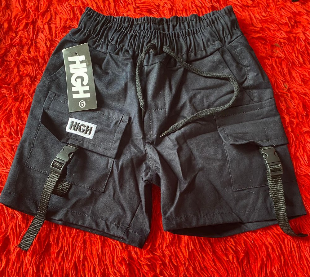 T:10 Short Infantil Cargo High Preto Fita - !