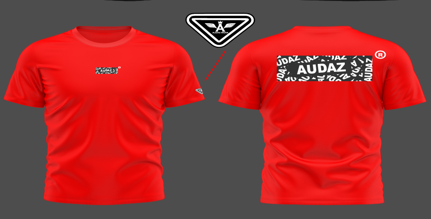 T: G Camisa Audaz infantil Vermelha Plaqueta Manga