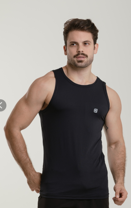 T:G Regata Poliamida Furadinha Preta Fitness !