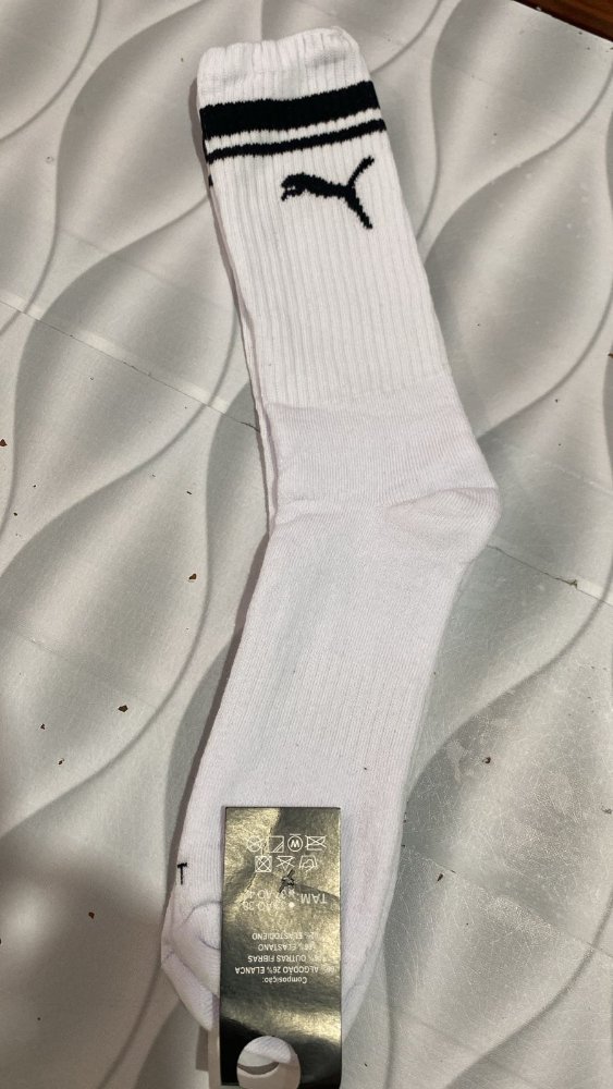 Meia Puma Branca Listra Preta !