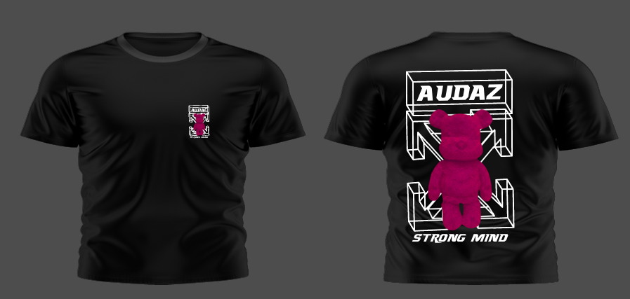 T: G Camisa Audaz infantil Preta Urso Roxo !