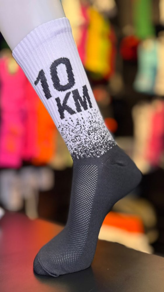 Meia Poliamida 10km Branca com Preto !