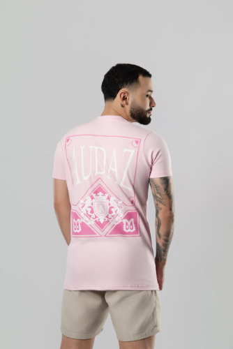 T:M Camisa audaz Rosa detalhe costa leão