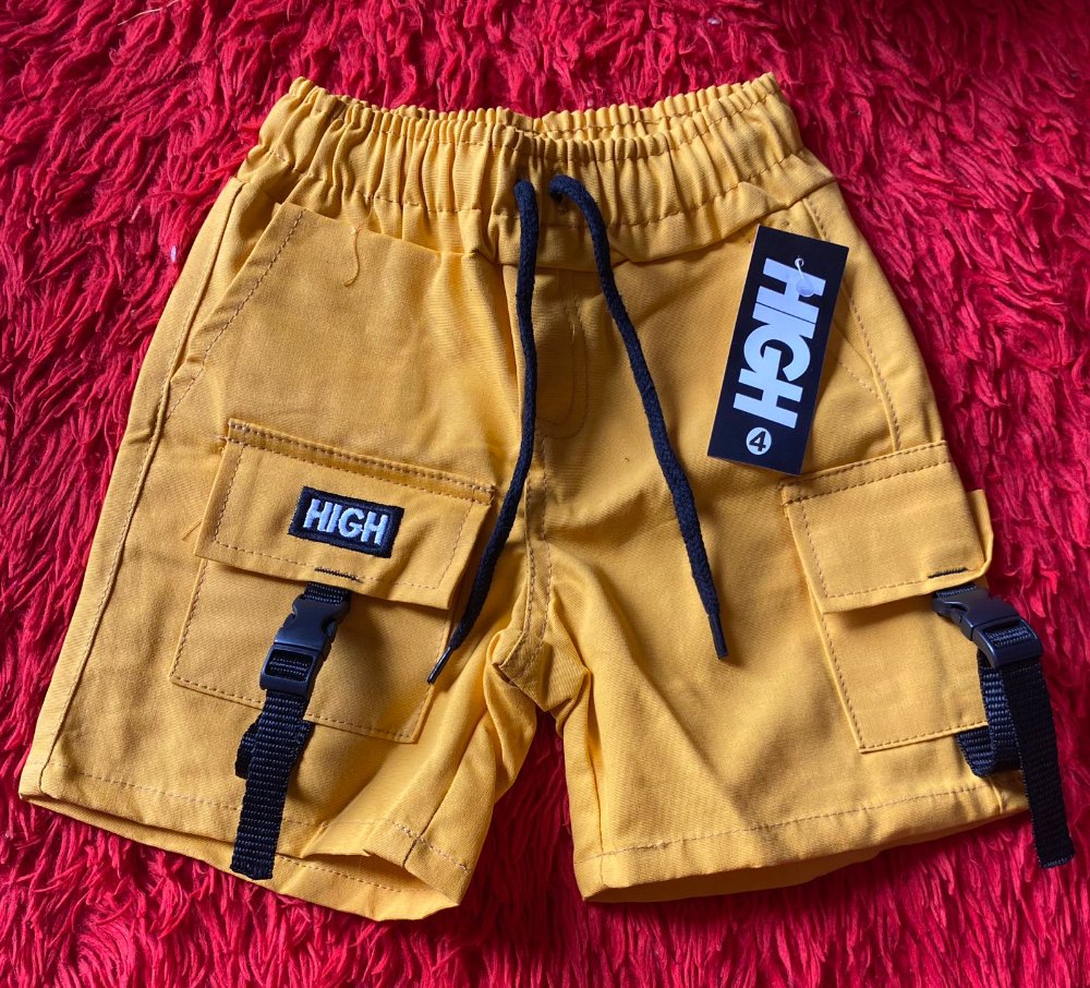 T:6 Short Infantil Cargo High Amarelo Queimado Fita -