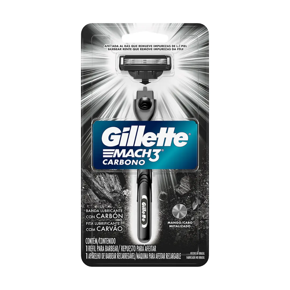 BLISTER GILLETTE AFEITADORA MACH3 SISTEMA CARBONO 37GX5UN