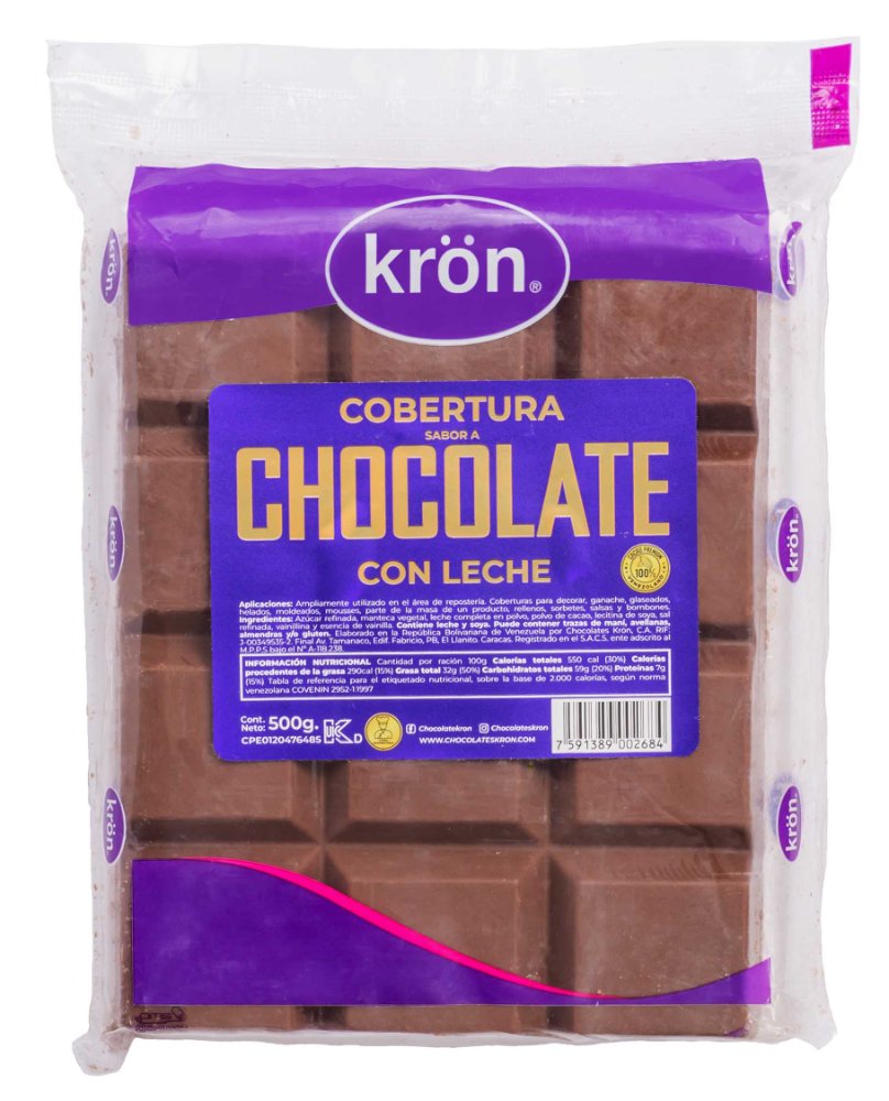 COBERTURA CHOCOLATE C/LECHE KRON 500g