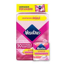 Toallas Higiénicas Nosotras Invisible Rapigel x 30 Unds + 15 Protectores Diarios Nosotras