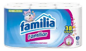 Papel Higiénico Familia Familiar 2 hojas, Paquete x 12 Rollos