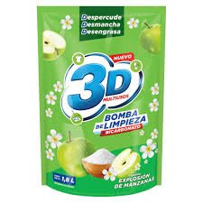 Detergente Líquido 3D Bomba de Limpieza + Bicarbonato Aroma Explosión de Manzana, Doypack x 240ml