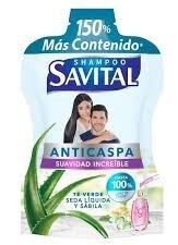 Shampoo Anticaspa Savital Té Verde Seda Líquida y Sábila, Sobre x 30ml