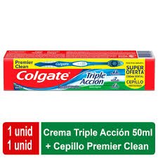 Crema Dental Colgate Triple Acción 50 ml + Cepillo Colgate Premier Clean
