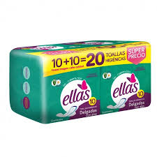 Toallas Higiénicas Nocturna Con Alas, Ellas, Paquete x 20 Und (10+10)