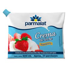 Crema de Leche Semientera (UHT) Parmalat, Sobre x 400 ml