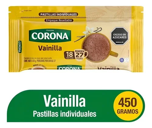 Chocolate Corona Vainilla, Barra x 450g