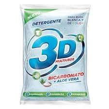 Detergente En Polvo 3D Multiusos Bicarbonato + Aloe Vera, Explosión de Manzanas, Bolsa x 250g