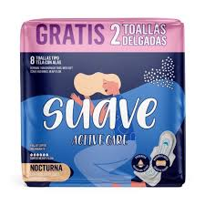 Toallas Higienicas Nocturna Suave Active Care, Paquete x 8 Und