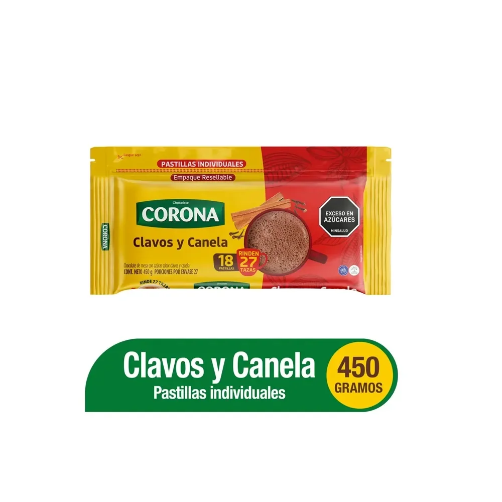 Chocolate Corona Clavos y Canela, Barra x 450g