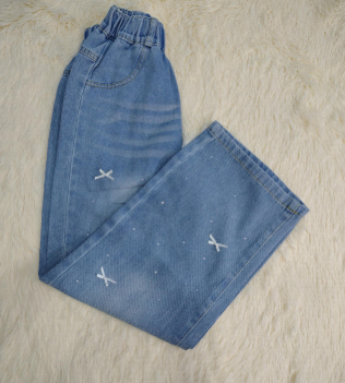 Jeans palazo niña brillo-lazo