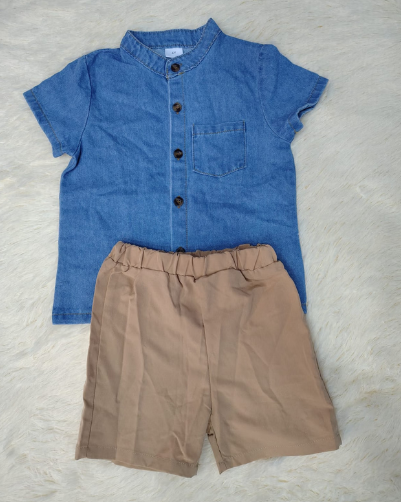 Conjunto niño bermuda + camisa jeans