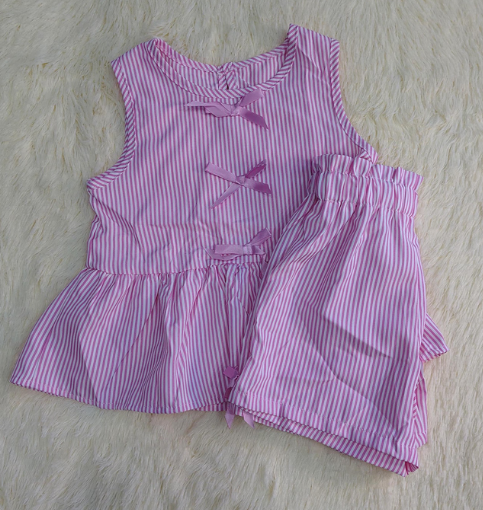 Conjunto rayas lazo niña