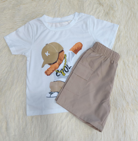 Conjunto niño bermuda cargo tela