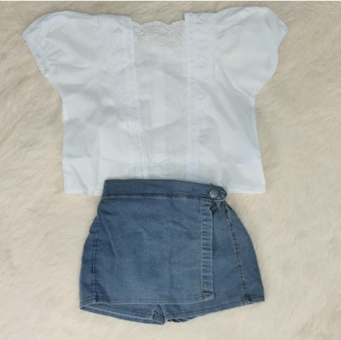 Conjunto falda shorts jeans niña