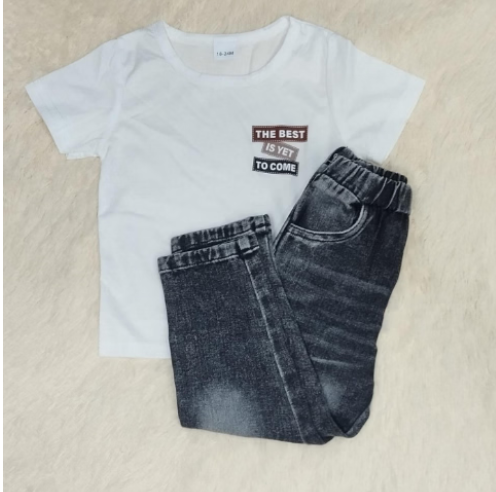 Conjunto niño jeans gris