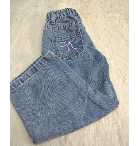 Jeans ancho niña lazo