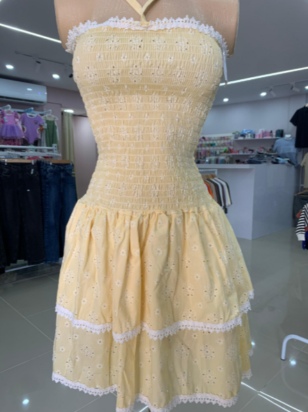 Vestido ojalillo straple