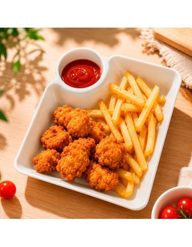 Plato Cuadrado con Compartimento para Salsas - ID 47563