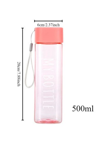 Botella de Agua Transparente con Tapa Rosa