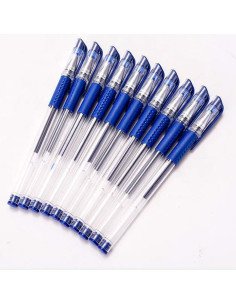 Set de Plumas Gel Transparentes Azules (12 piezas)