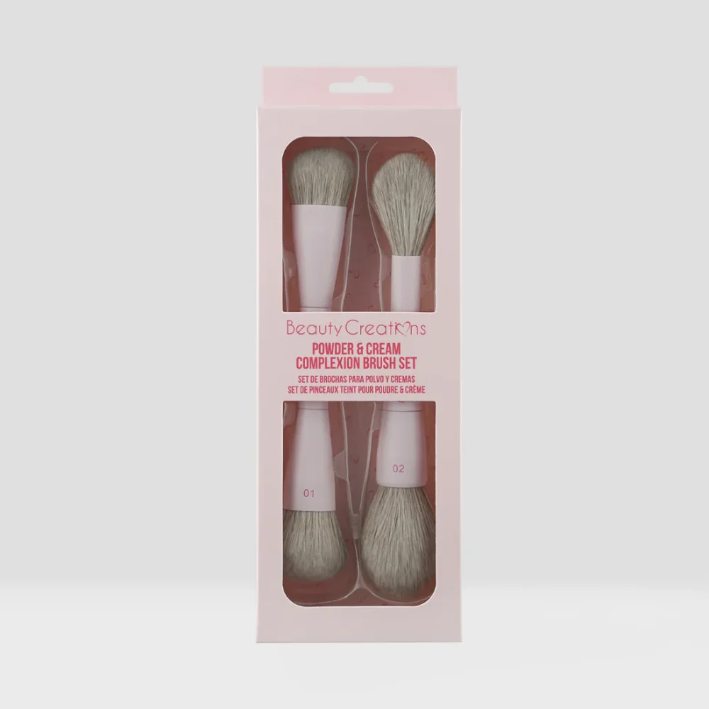 Beauty Creations Set de Brochas Dobles para Polvo y Cremas Complexion Brush Set