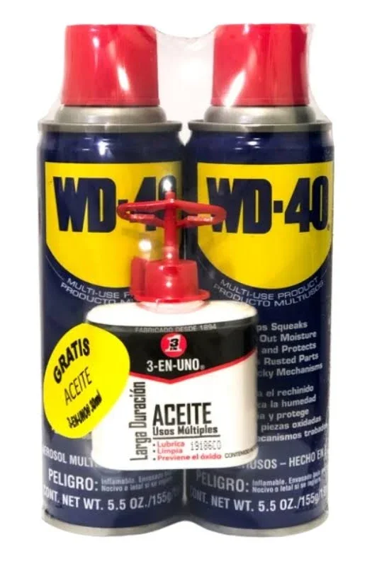 WD-40 Multiproposito 5.5 oz x2 gratis  aceite 3  en uno 24 ml