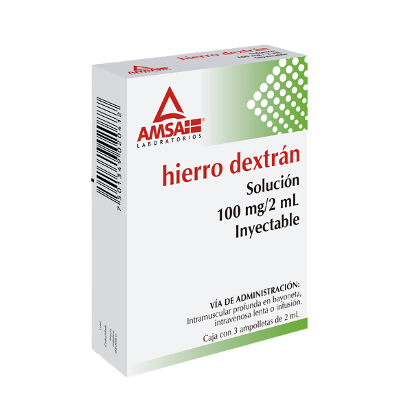 Hierro dextran 100mg/2ml Caja 3 ampollas (Amsa)