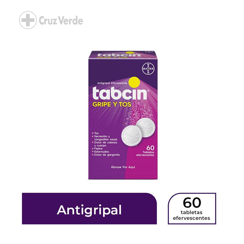 Tabcin Gripe y tos Efervecente Caja de 60 tabletas (Bayer)