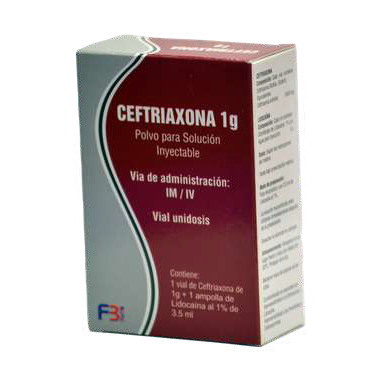 Ceftriaxona 1gr + lidocaina con caja (F3)